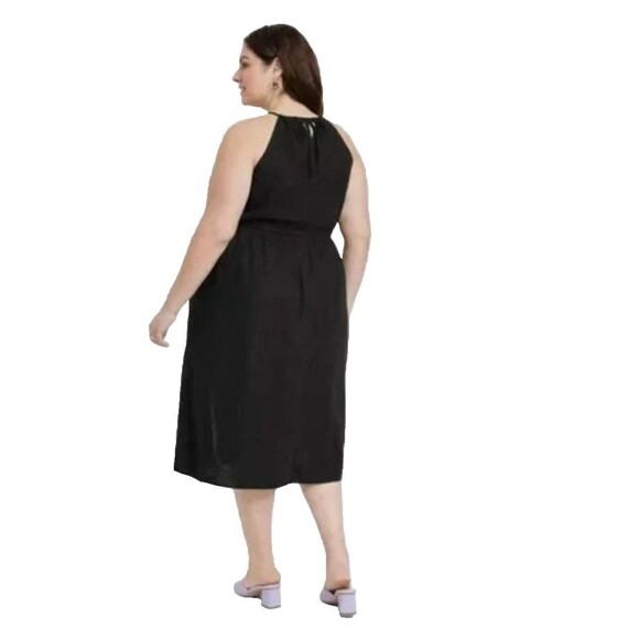 Ava & Viv Womens Midi Sheath Dress Size 2X Black Linen Sleeveless Classic LBD - Picture 2 of 14